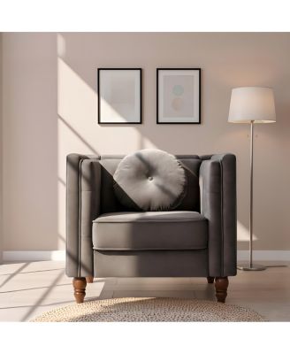 Classic Chesterfield Crushed Velvet Accent Chair