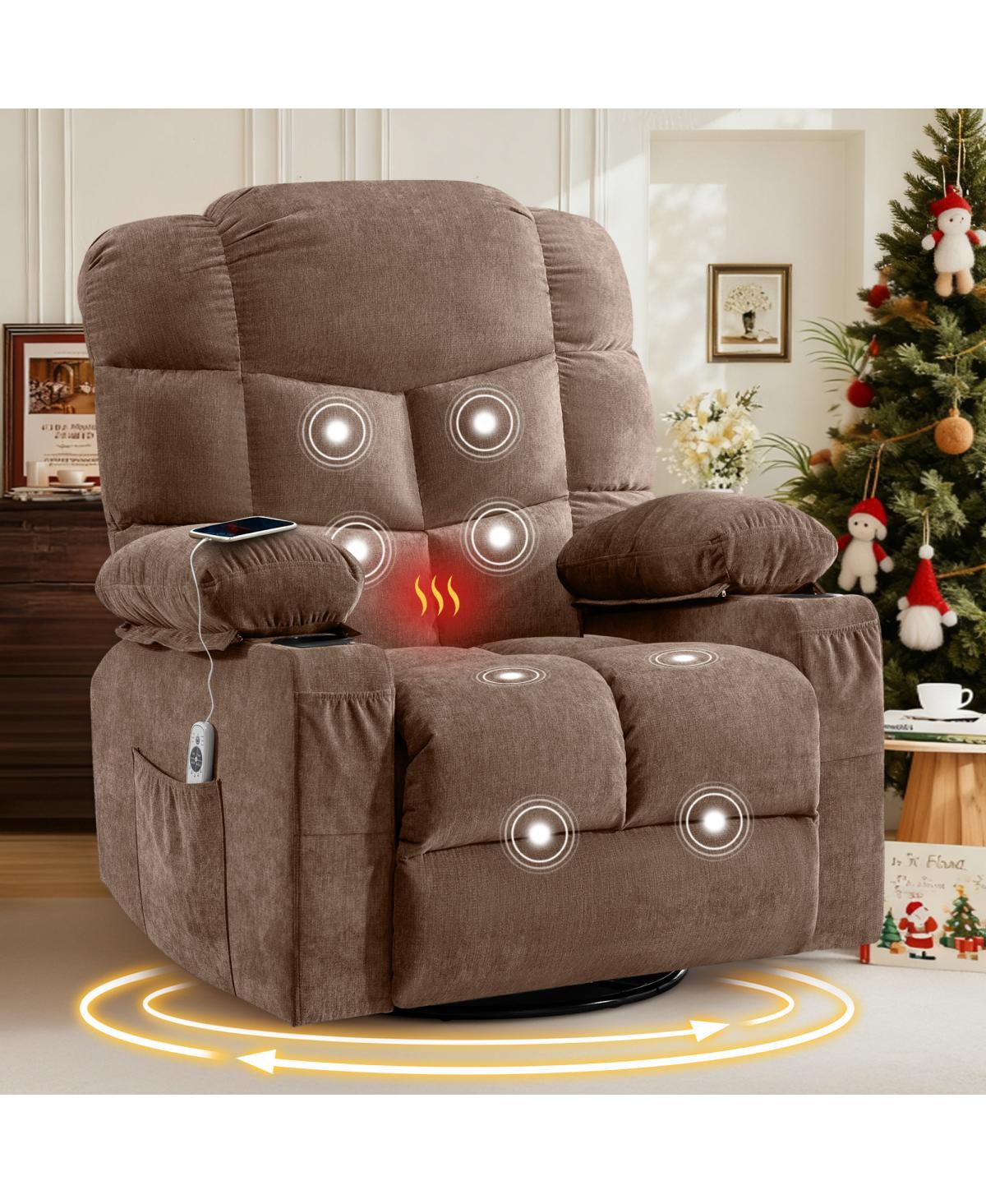 Streamdale Furniture Oversized Massage Swivel Recliner with Heat, Usb