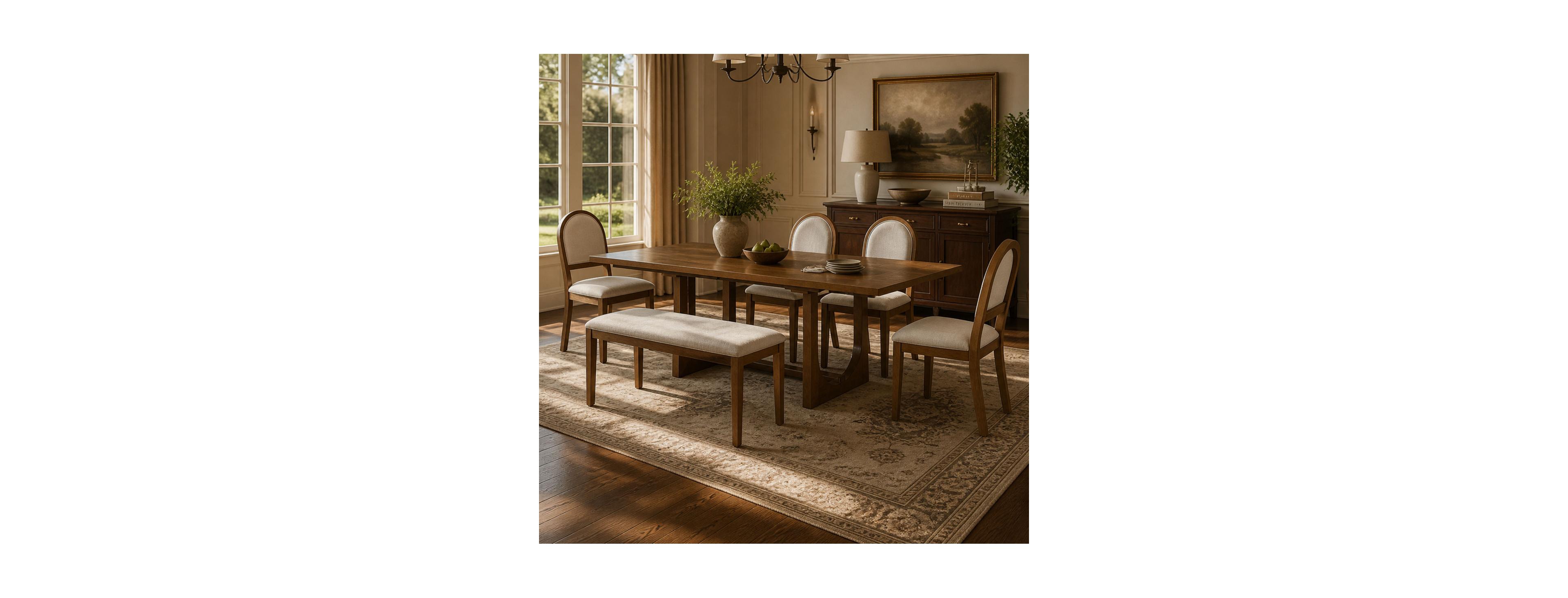 Streamdale Furniture 6-Piece Extendable Solid Wood Farmhouse Dining Table Set