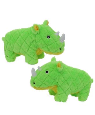 Safari Rhino 2 Pack, Durable Plush Squeaky Dog Toy