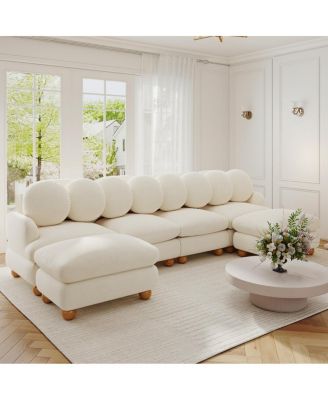 Large 6-Seater Chenille Modular Sectional Sofa with Ottoman