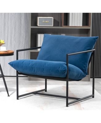 Sleek Modern Velvet Accent Chair with Metal Frame