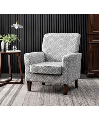 Patterned Polyester Armchair with Birch Wood Legs