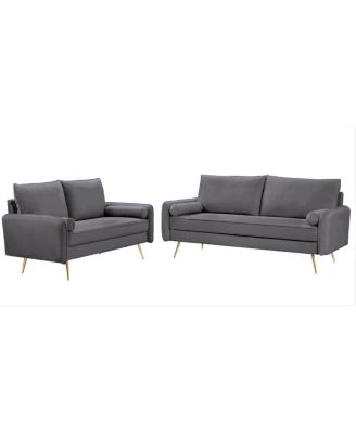 2-Piece Modern Velvet Sofa and Loveseat Set with  Legs