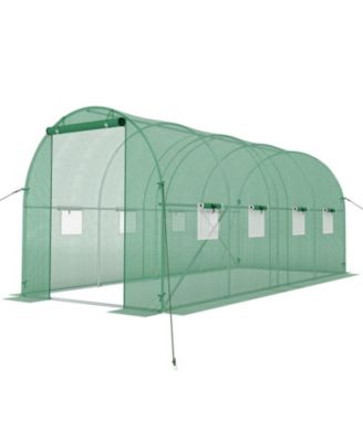 15 x 7 x 7 Foot Walk-In Tunnel Greenhouse with Built-In Watering System