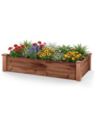 48 Inch Fir Wood Raised Planter Box with Slotted Legs and Open Base