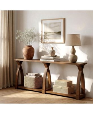 79-Inch Extra Long Wood Console Table with Shelf