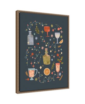 Sylvie Beaded Holiday Cocktails Framed Canvas by Nikita Jariwala