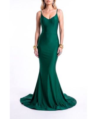 Women's Open Back Pleated Sweetheart Mermaid Gown