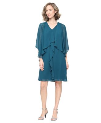 Women's Knee-Length V-Neck Chiffon Jacket Dress