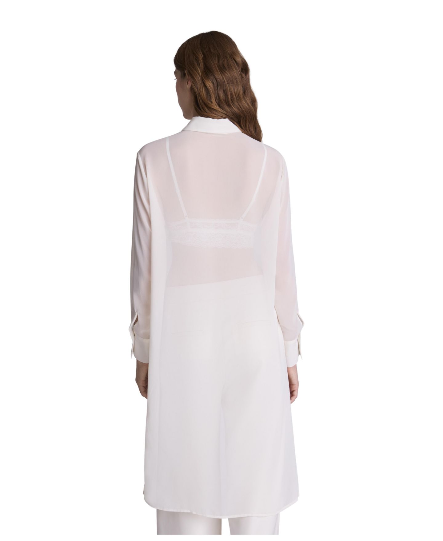 Женская блузка Kenneth Cole Long-Sleeve Chiffon High-Low Hem, цвет: Устричный — фото 5
