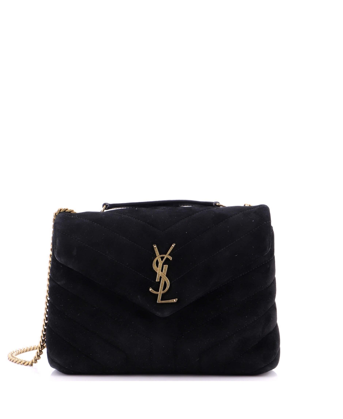 Pre-Owned Saint Laurent Small Loulou Shoulder Bag Matelasse Chevron Suede