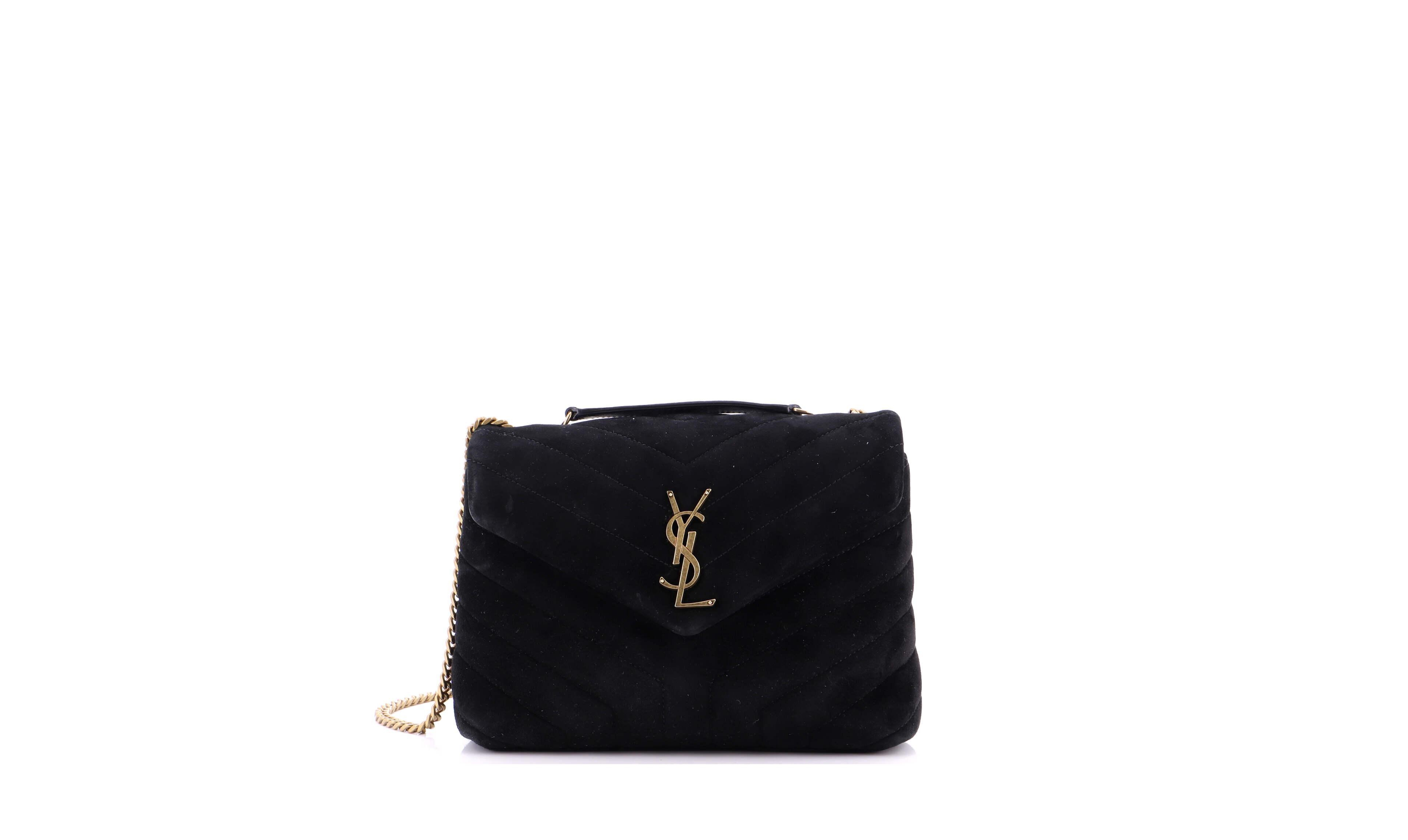 Pre-Owned Saint Laurent Small Loulou Shoulder Bag Matelasse Chevron Suede