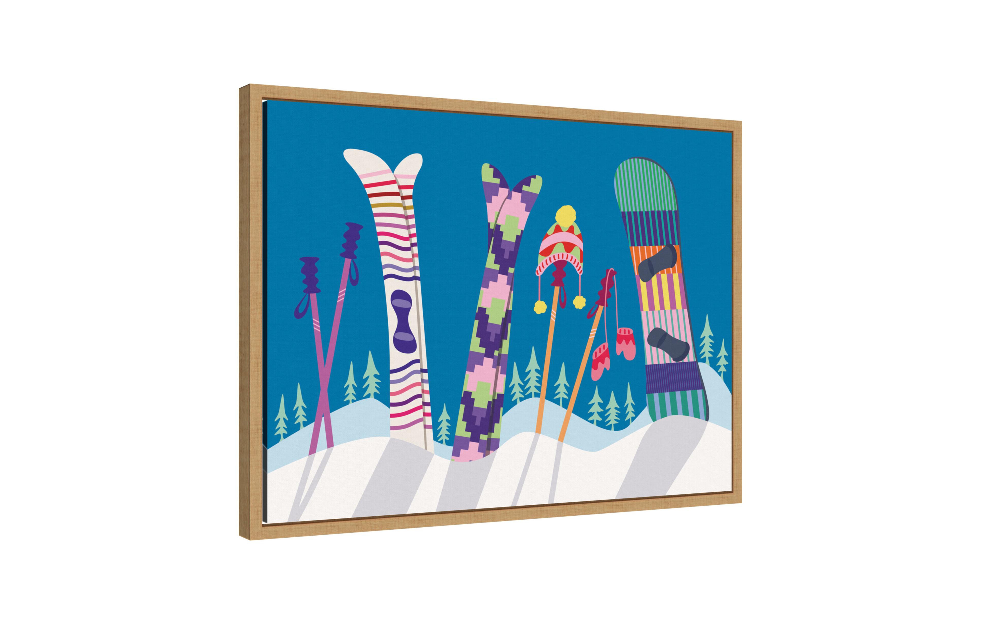 Kate and Laurel Sylvie Framed Canvas Winter Ski Village by Rachel Lee