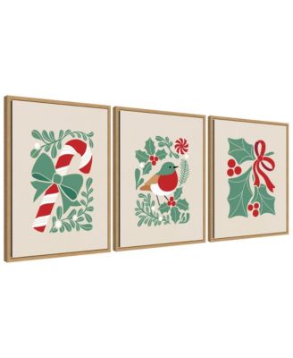 Sylvie Christmas Icons - 3 Piece Framed Canvas Art Set by Dominique Vari