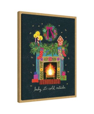 Sylvie Framed Canvas Christmas Fireplace by Shannon Snow