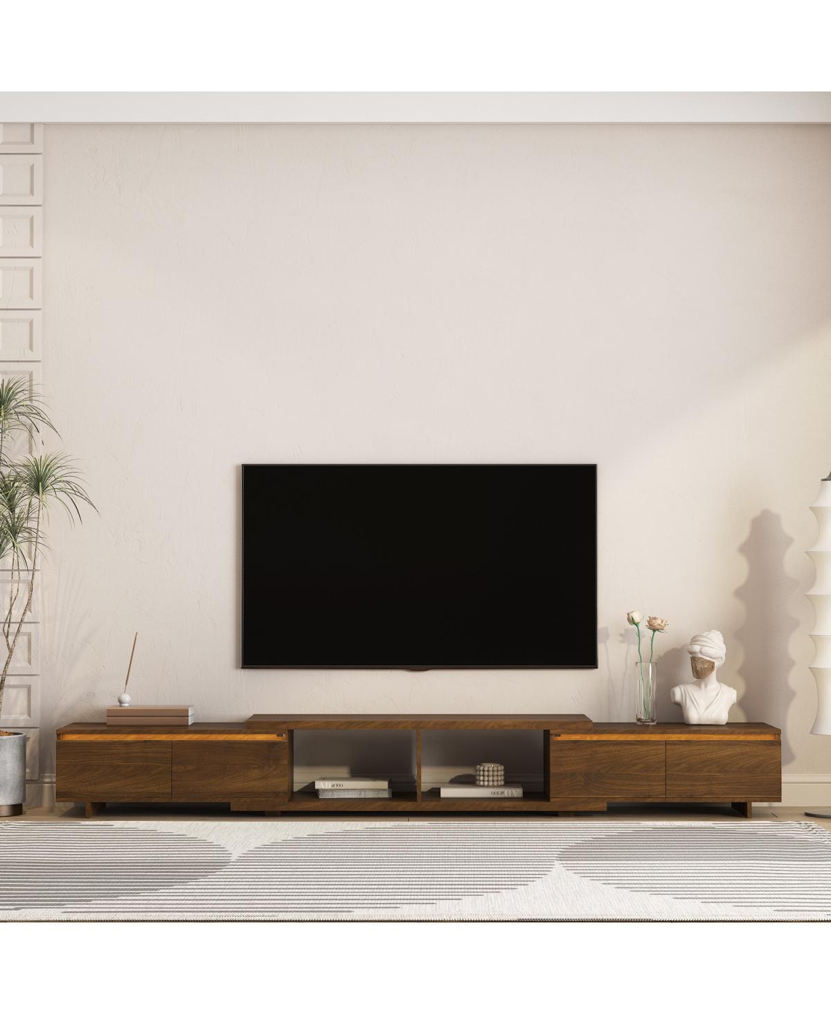 Streamdale Furniture Modern Led Tv Stand and Entertainment Center with Storage - Brown