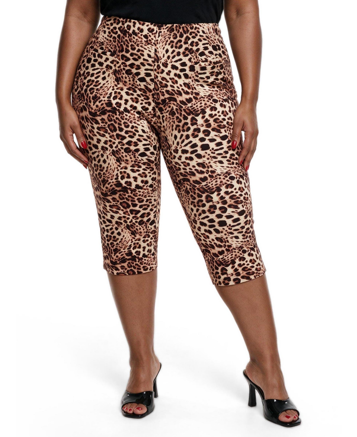 Torrid Plus Size Retro Chic Ponte-Knit Maximum-Stretch Capris - Shayla leopard tan