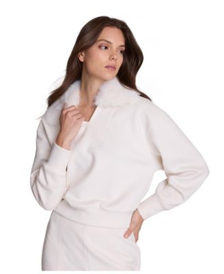 Women's Faux Fur Collar Long Sleeve Pullover