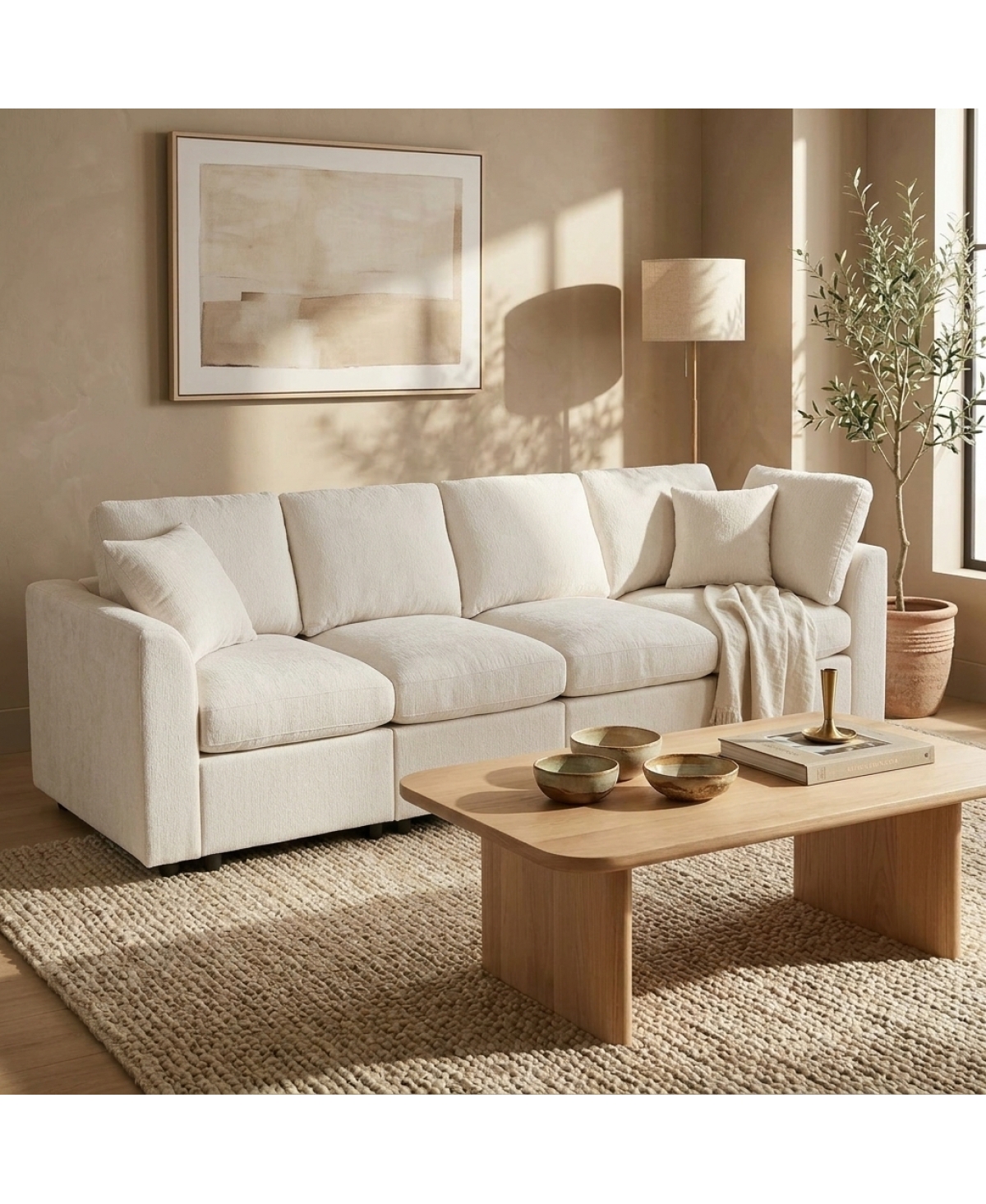 Streamdale Furniture 130.3" 4-Seater Chenille Modular Sectional Sofa with Deep Seats