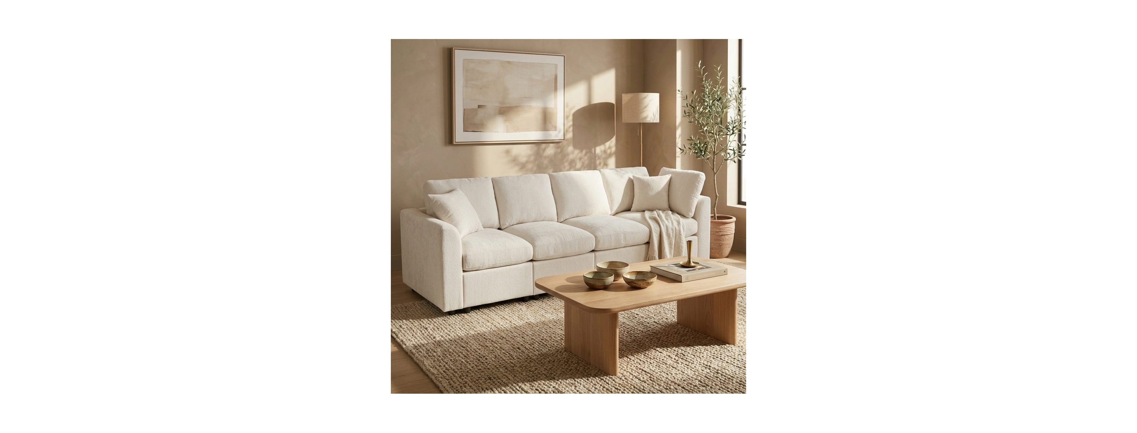Streamdale Furniture 130.3" 4-Seater Chenille Modular Sectional Sofa with Deep Seats