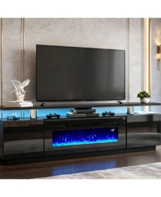 80 Inch TV Stand with 40 Inch Fireplace Insert Media Console Entertainment Center