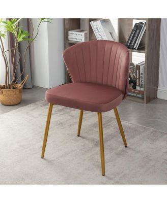 Modern Velvet Channel Tufted Armless Accent Chair with Gold Legs