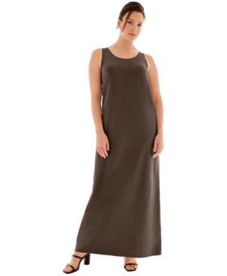Women's Cotton Spandex Scoop Neck Sleeveless A-Line Maxi Dress