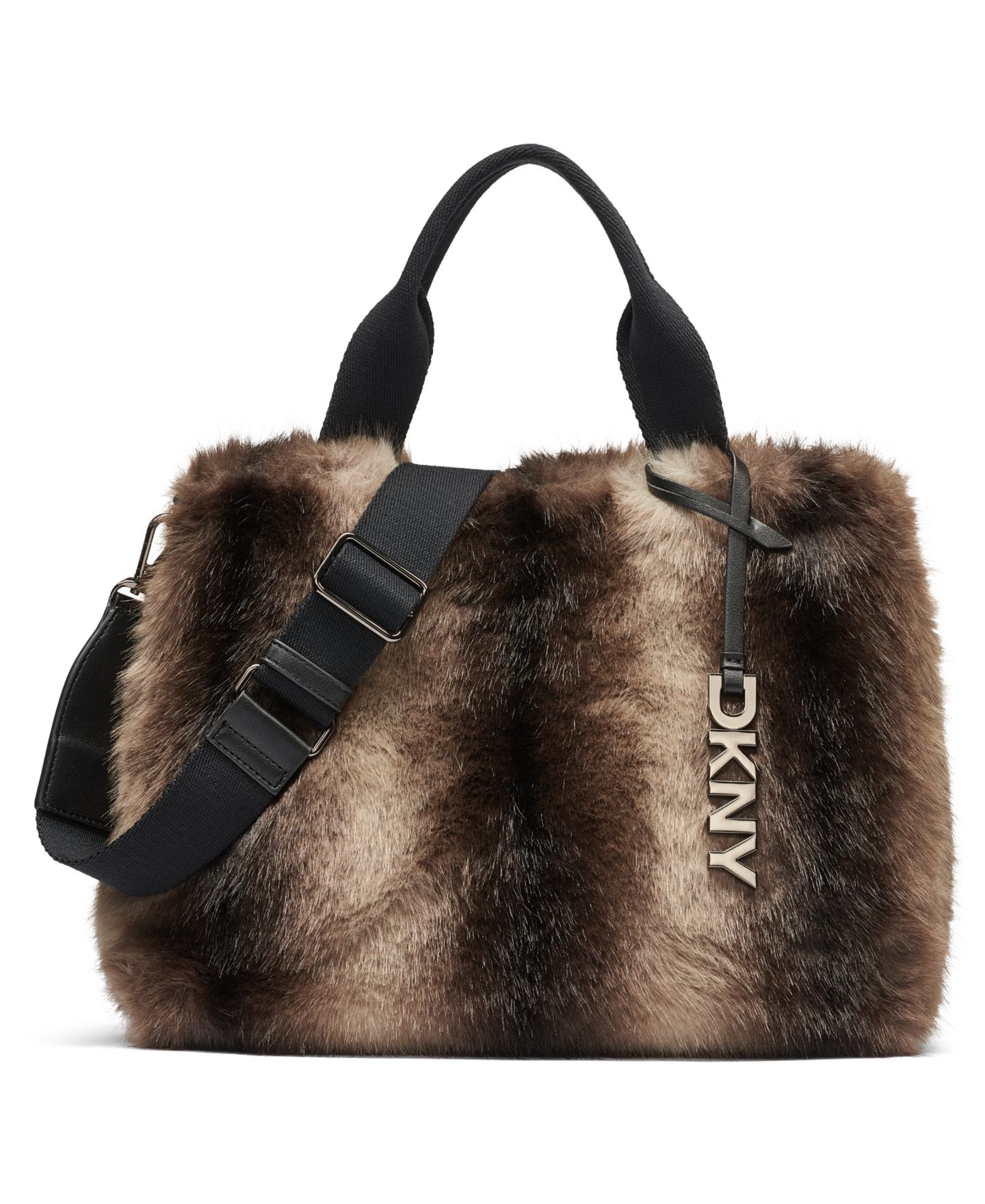 Женская сумка DKNY Roni Striped Medium Satchel Handbag, цвет: Коричневый разноцветный — фото 1