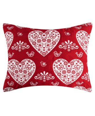 Lovebirds Woven Folk Art Pillow Sham, Standard