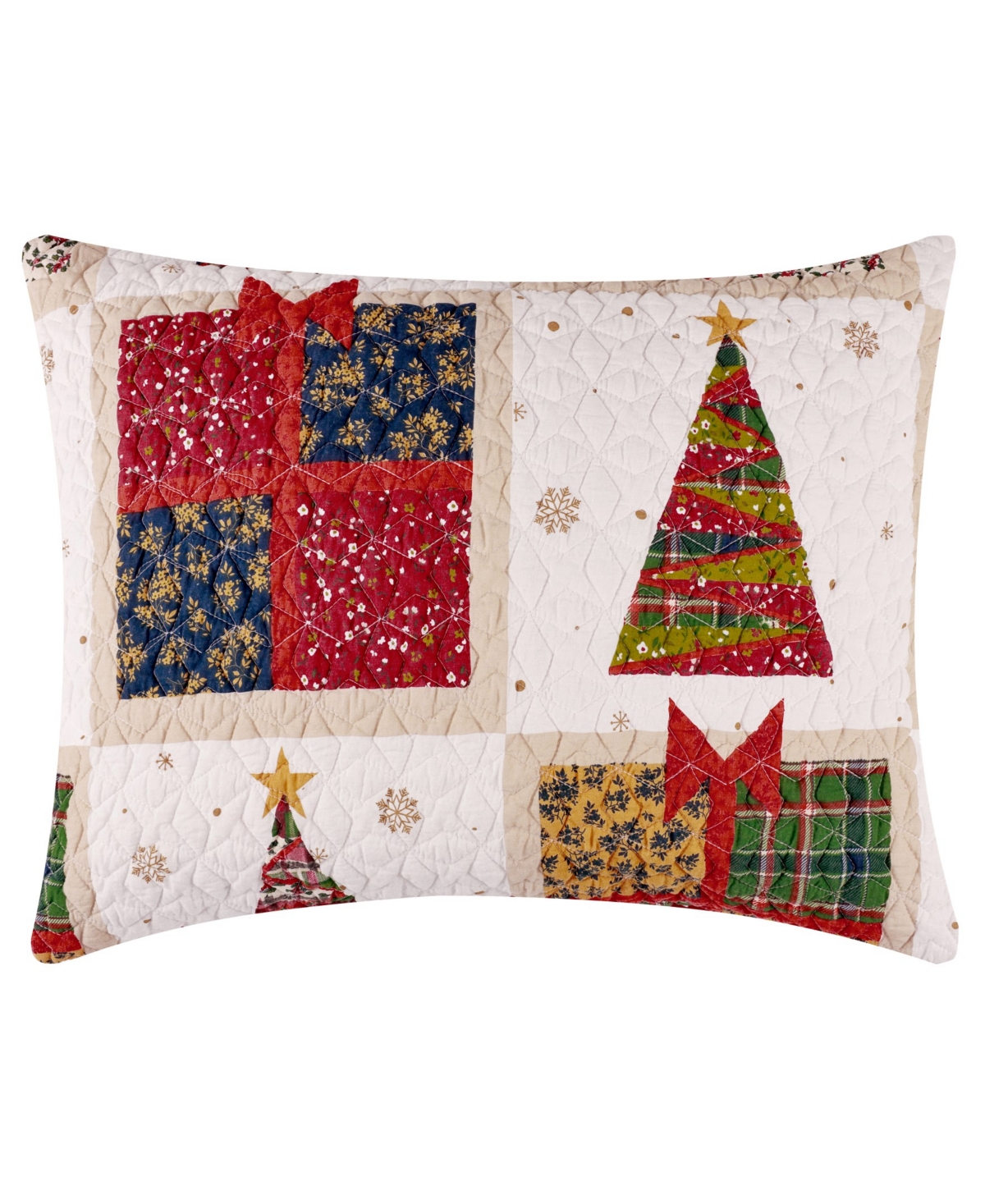 Greenland Home Fashions Deck the Halls Holiday Quilted Pillow Sham, Standard