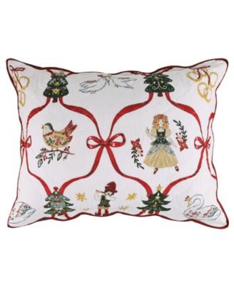 12 Days of Christmas Holiday Cotton Pillow Sham, King