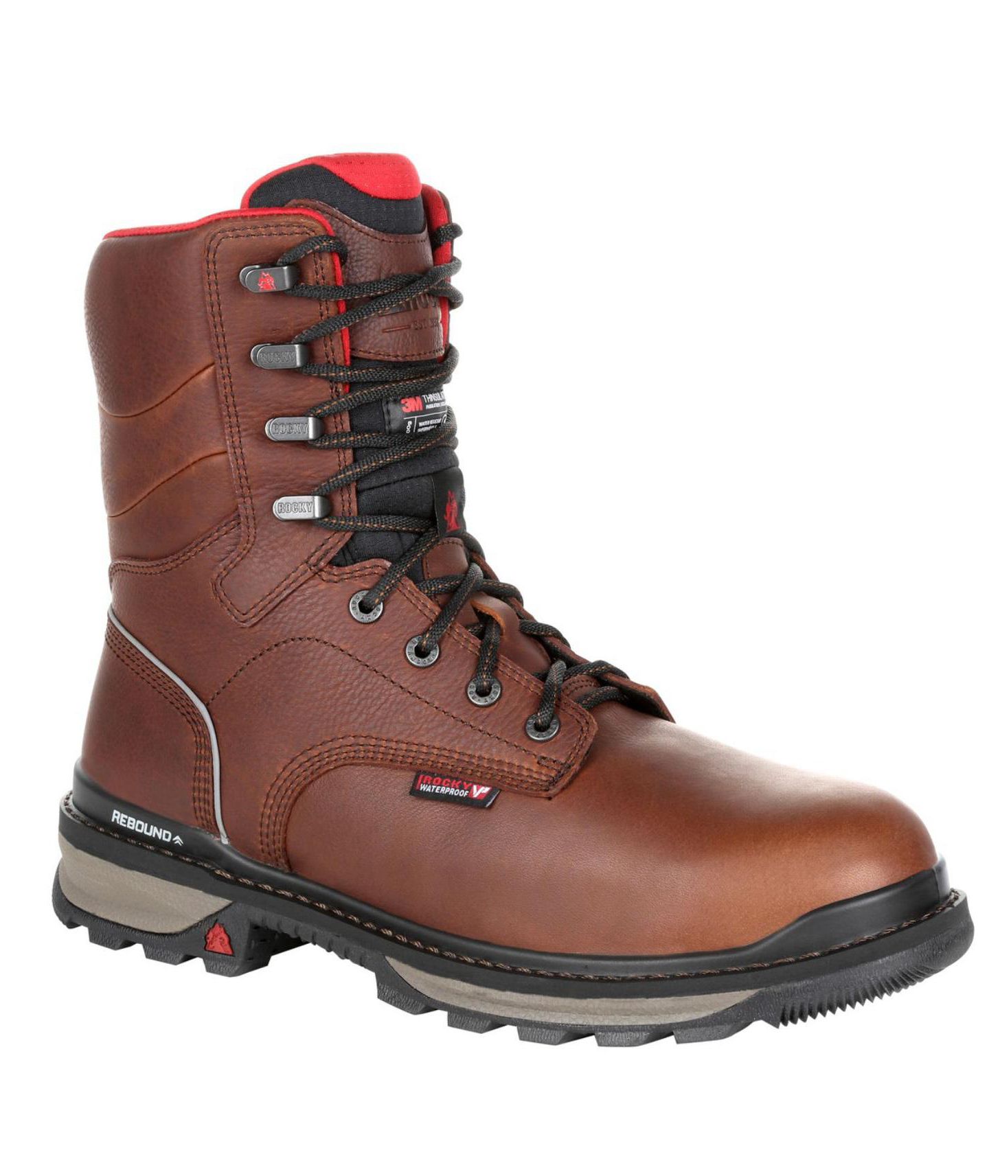 Мужские ботинки ROCKY Rams Horn Composite Toe Waterproof 800G Insulated Work Boot, цвет: Тёмный коричневый — фото 3