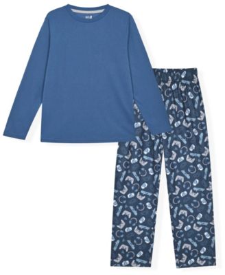 Boys' 6-18 Long-Sleeve Flame-Resistant Knit Pajama, 2-Piece Set