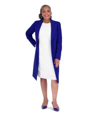 Women's Peak Lapel Mid-Length Lined Jacket, Regular and Plus Size
