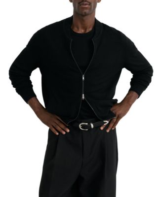 Men's Petersham Full-Zip Merino Wool Textured Sweater