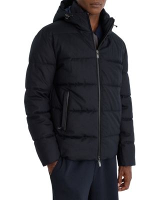 Men's Hooded Flannel Short Quilted Puffer Jacket