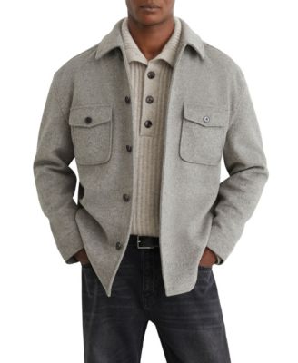 Men's Net Long-Sleeve Point-Collar Wool-Blend Overshirt
