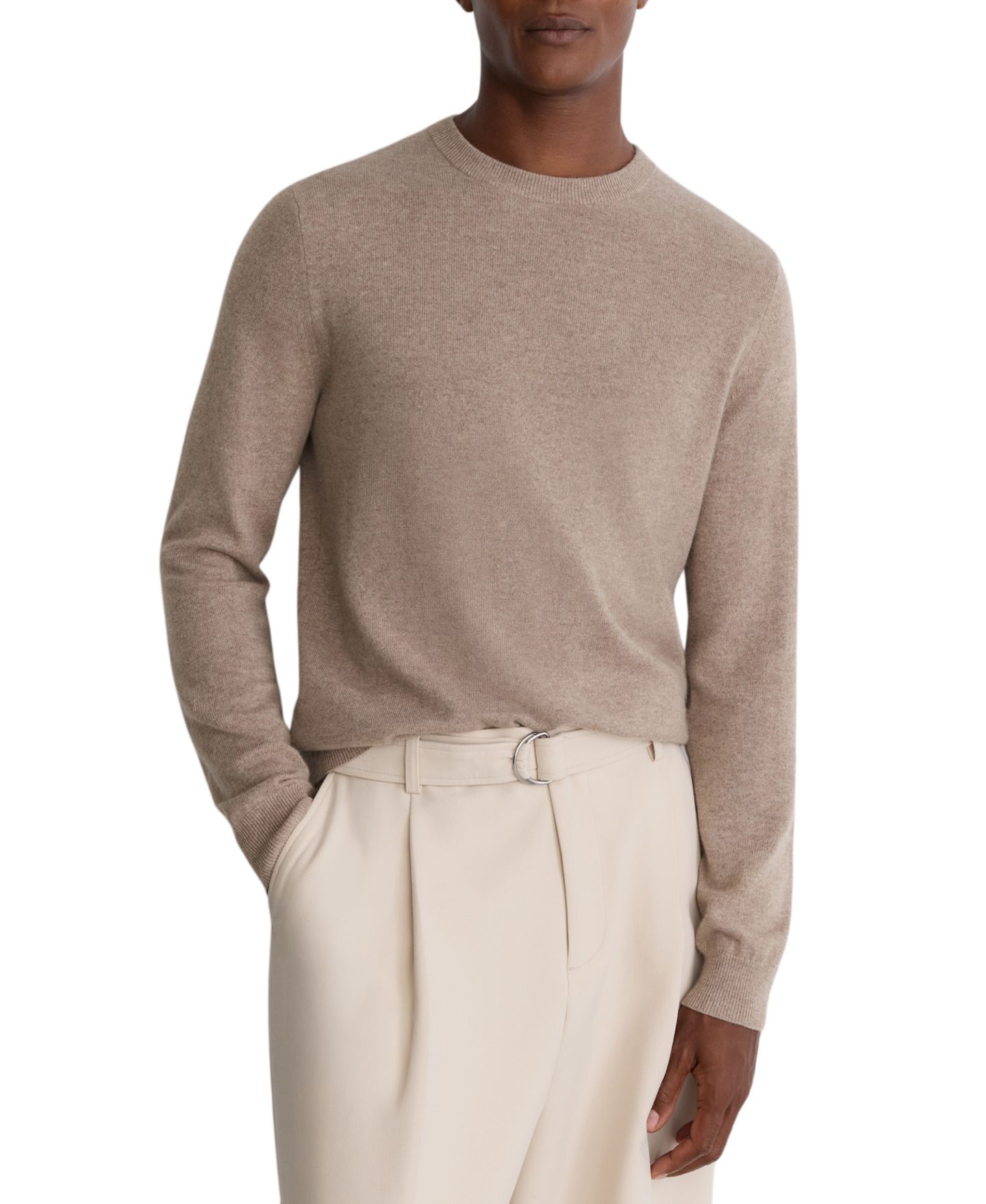 Мужской свитер REISS Monarch Cashmere Crew-Neck, цвет: Серо-коричневый меланжевый — фото 1