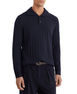Men's Farnham Cable-Knit Funnel-Neck Wool Sweater