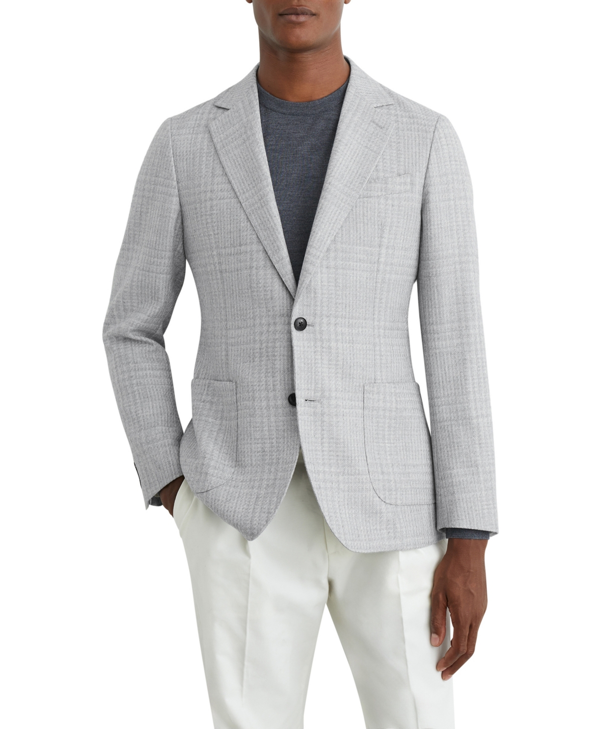 Reiss Men's Jacob Tailored-Fit Checked Wool-Blend Blazer
