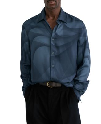 Men's Abstract Print Long Sleeve Button Up Shirt