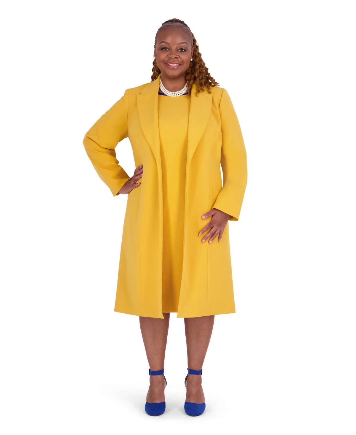 Kasper Women's Peak Lapel Mid-Length Lined Jacket, Regular and Plus Size - Gold Signature
