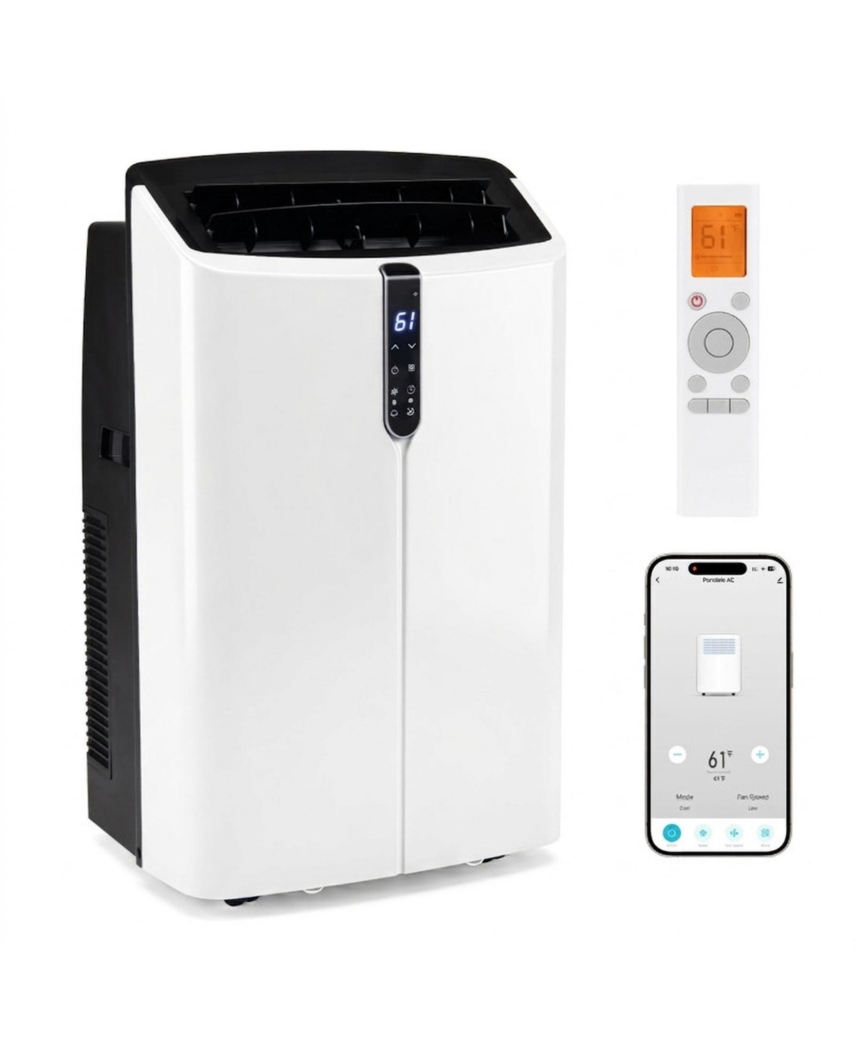 Hongge 14000 Btu Smart Portable Air Conditioner with App and Voice Control - Black