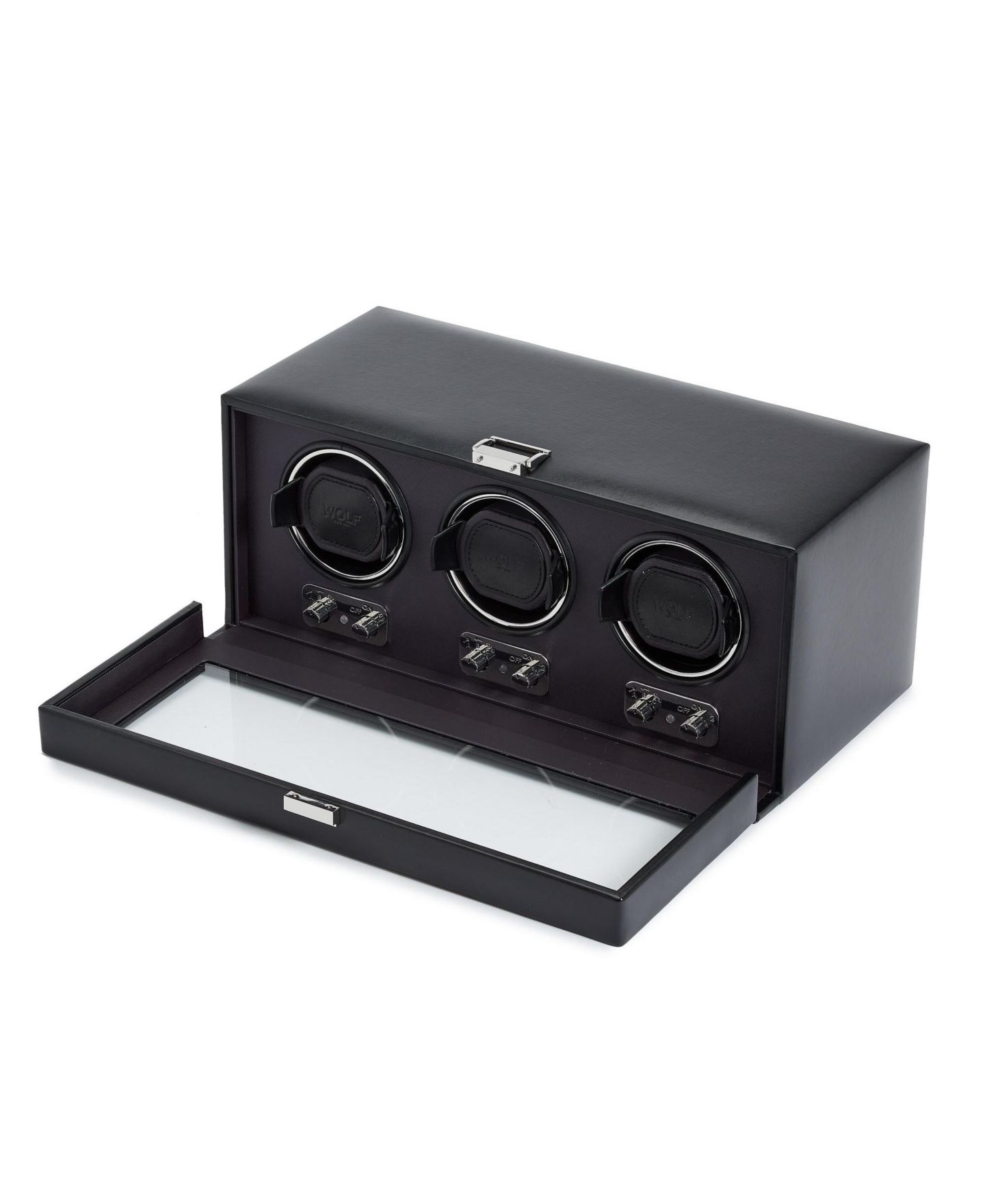 WOLF Heritage Belgrave Triple Watch Winder, Faux Leather, 52 mm, цвет: Чёрный — фото 2