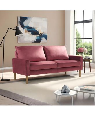  Modern Minimalist Velvet 3-Seater Sofa with Wood Frame