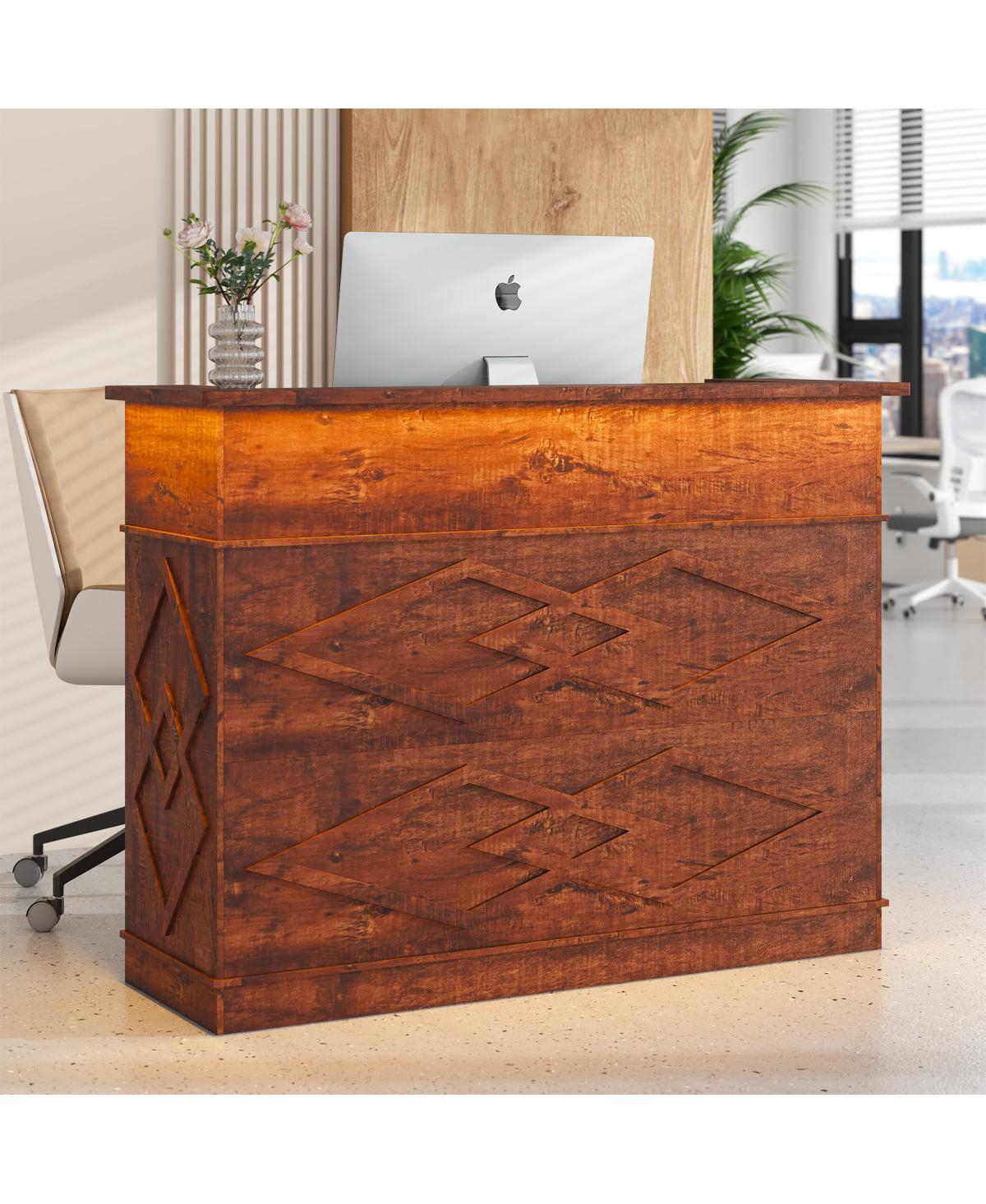 Streamdale Furniture Mono Modern Reception Desk with Transaction Counter - Brown