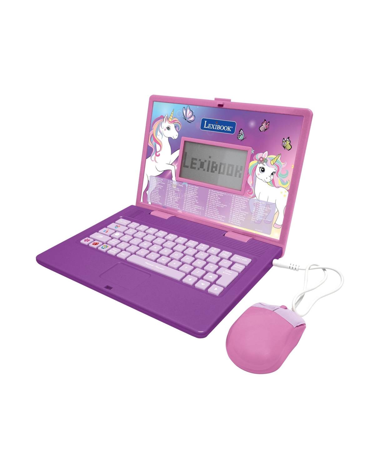 Lexibook Unicorn Bilingual English and Spanish 164 Activities Educational Laptop, Ages 4+ - Purple