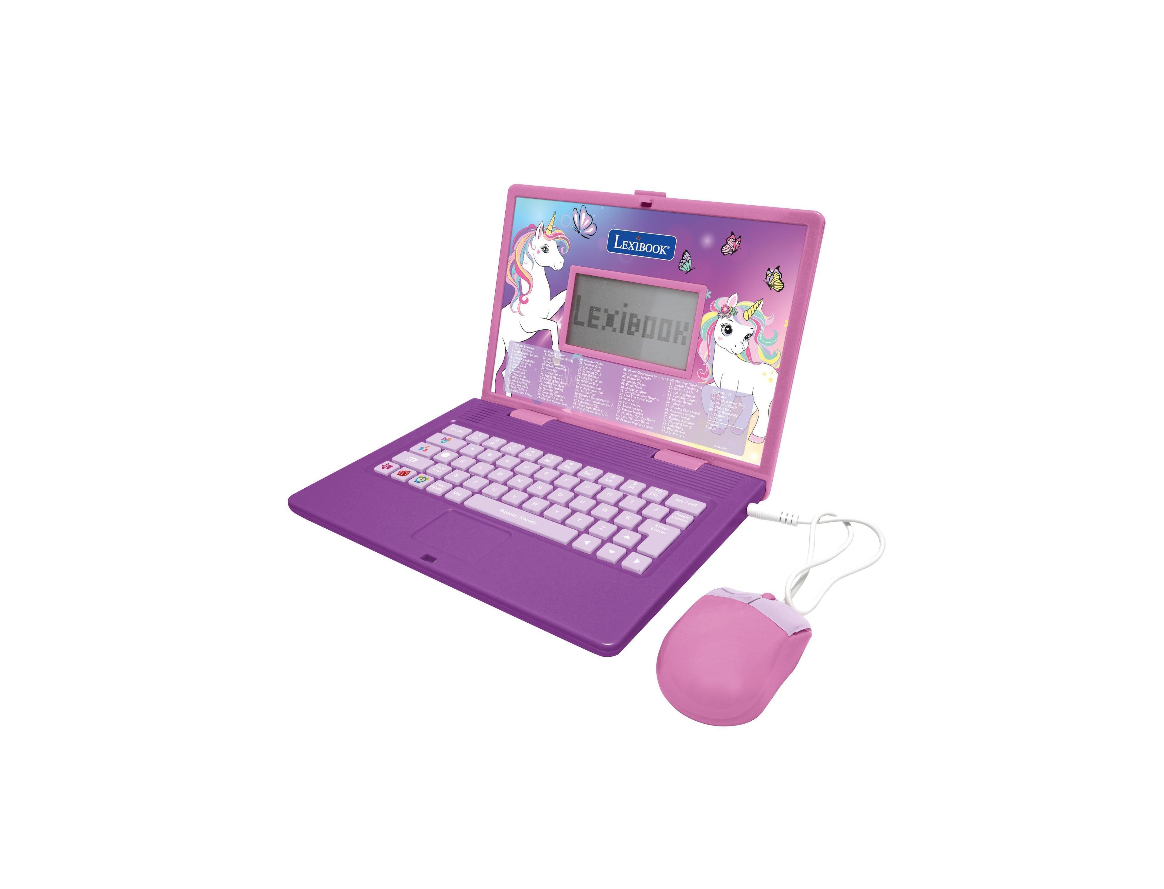 Lexibook Unicorn Bilingual English and Spanish 164 Activities Educational Laptop, Ages 4+