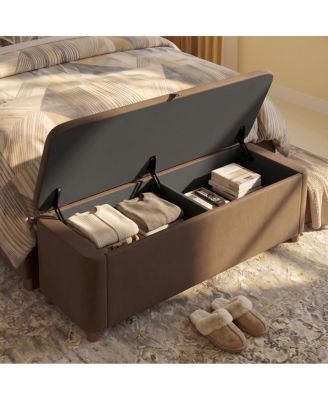 59" Velvet Storage Ottoman Bench